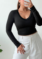 Size S-M Black V-Neck Crop Top