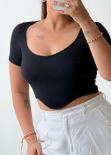 Size XS-S Black Ribbed Crop Top