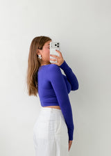 Size XS-S Royal Blue Ribbed Crop Top