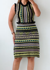 Size S-M Black Geometric Printed Mini Dress