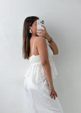 Size XS-S White Lace Peplum Cami Top
