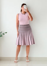 Size L-XL Pink Printed Fit Flare Dress