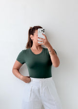 Size M-L Forest Green Scoop Neck Bodysuit
