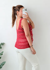 Size L-XL Pink Embellished Crochet Tank Top