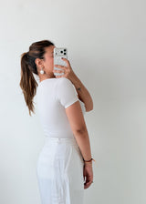 Size S-M White Square Neck Bodysuit