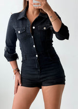 Size XS-S Black Denim Romper