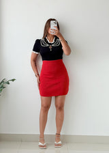 Size S-M Black & Red Contrast Bodycon Mini Dress