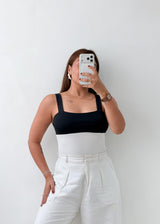 Size XS-S Black White Panelled Tank Top