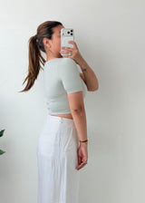 Size XS-S Light Blue Ribbed Crop Top