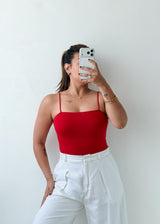 Size S-M Red Square Neck Bodysuit