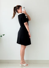Size S-M Black White Collar Mini Dress