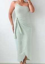 Size M-L Mint Green Ruched Midi Dress