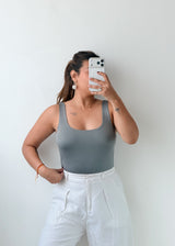 Size M-L Grey Square Neck Bodysuit