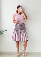 Size L-XL Pink Printed Fit Flare Dress
