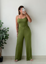 Size S-M Olive Green Sleeveless Jumpsuit