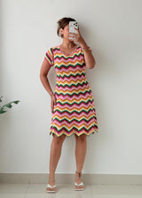 Size S-M Multicolor Zigzag Knit Dress