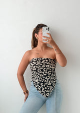 Black White Abstract Print Convertible Scarf Top