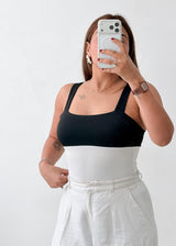 Size XS-S Black White Panelled Tank Top
