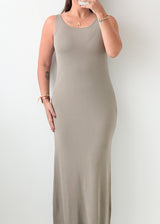 Size M-L Taupe Ribbed Maxi Dress