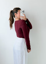 Size M-L Burgundy Square Neck Bodysuit