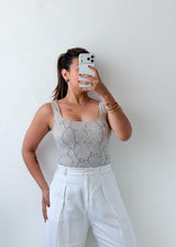 Size XS-S Grey Snake Print Bodysuit