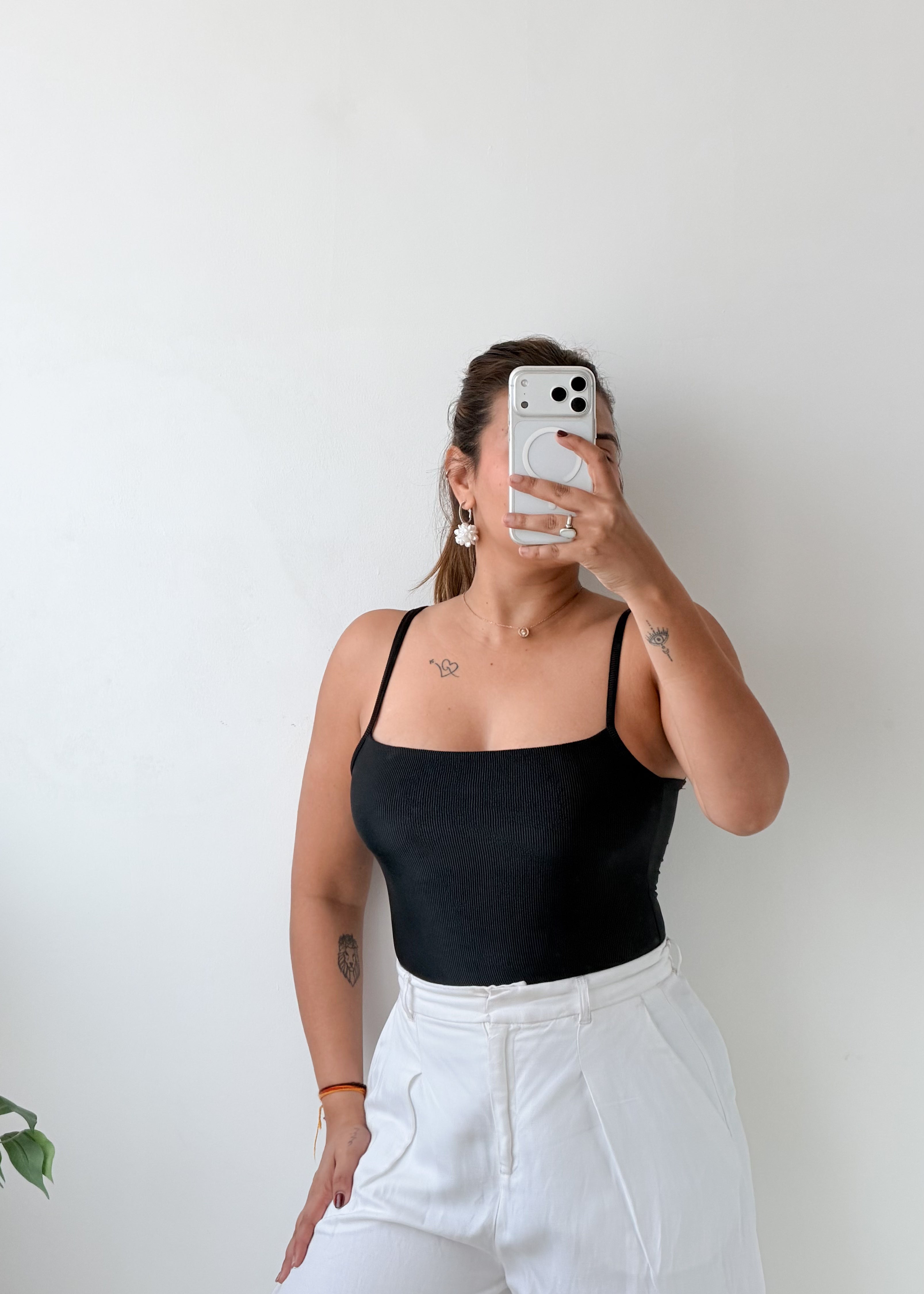 Size S-M Black Square Neck Bodysuit