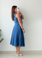 Size XS-S Blue Denim Button Flare Dress