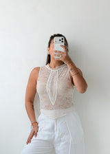 Size XS-S White Lace Sleeveless Top