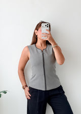 Bust 34, Grey Zip-Front Vest Top