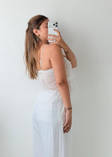 Size XS-S White Sheer Lace Tie-Front Top