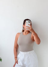 Size XS-S Taupe High Neck Bodysuit