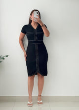 Size M-L Navy Contrast Stitch Midi Dress