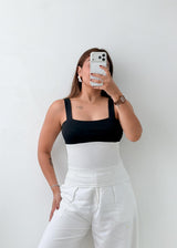 Size XS-S Black White Panelled Tank Top
