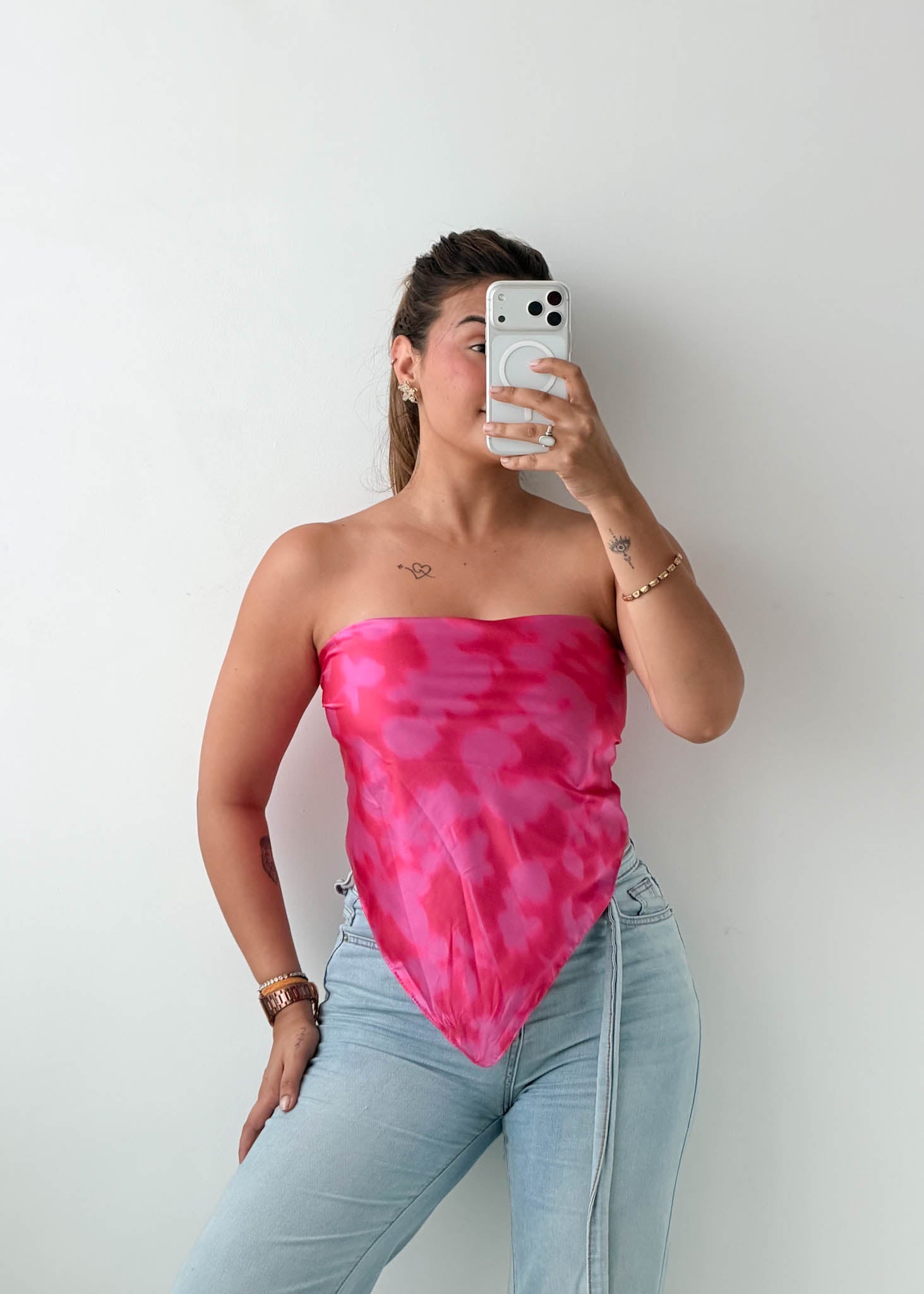Hot Pink Tie Dye Convertible Scarf Top