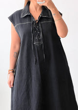 Size L-XL Black Denim Maxi Dress