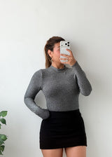 Size S-M Grey High Neck Bodysuit