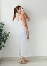 Size XS-M White Textured Crochet Midi Dress