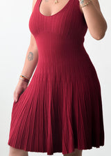 Size S-M Burgundy Pleated Midi Dress