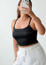 Size S-M Black Square Neck Top
