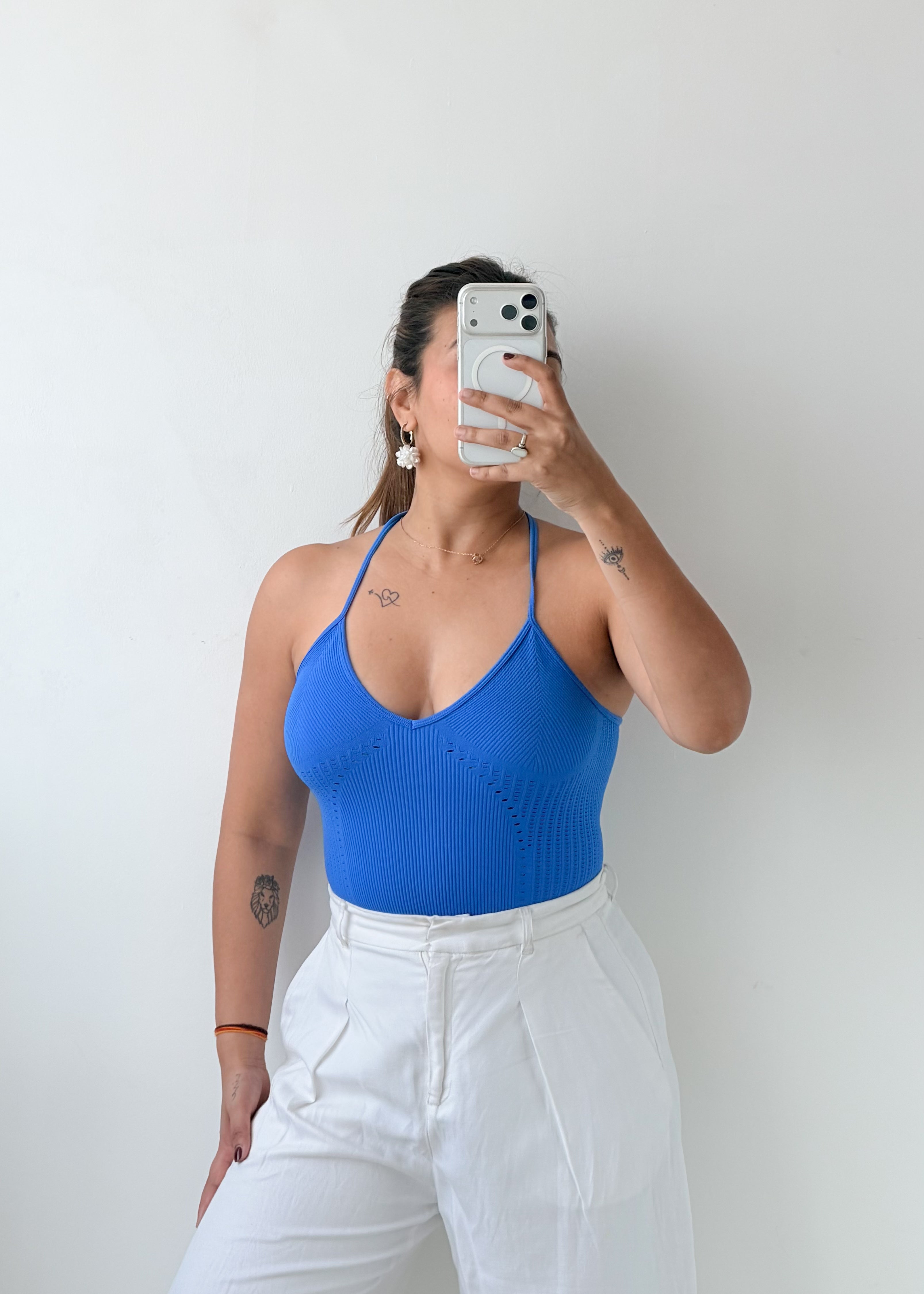Size S-M Blue Halter Neck Bodysuit