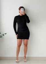 Size S-M Black Cutout Ribbed Mini Dress