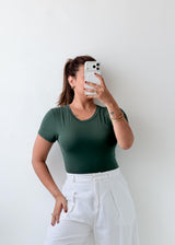 Size M-L Forest Green Scoop Neck Bodysuit
