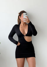Size XS-S Black Ring Cut-Out Bodysuit
