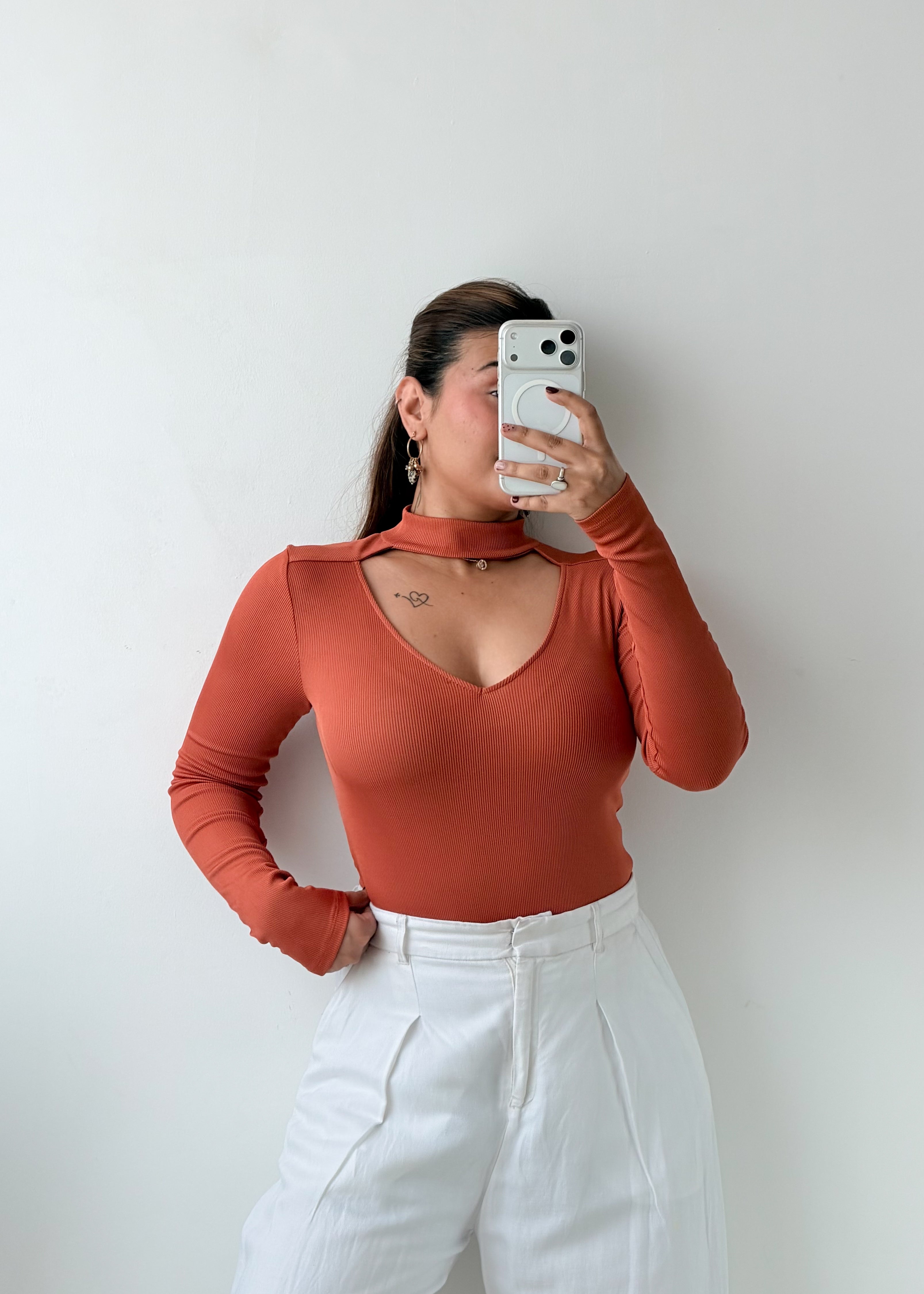 Size S-M Rust Choker Neck Top