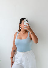Size S-M Light Blue Square Neck Bodysuit
