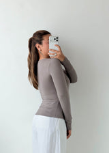 Size S-M Taupe Scoop Neck Top