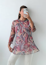 Size L-XL Multicolour Abstract Printed Tunic Top