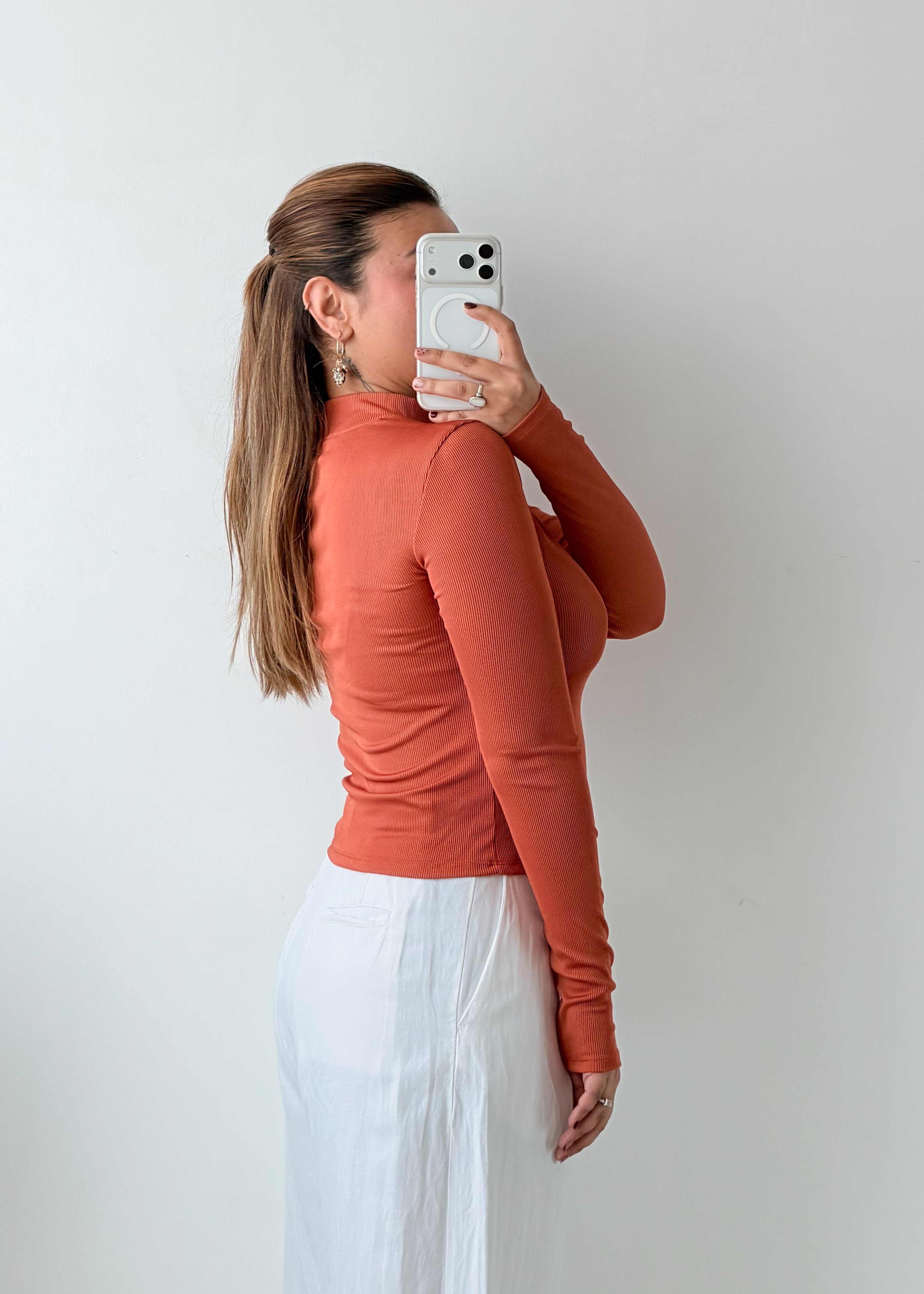 Size S-M Rust Choker Neck Top