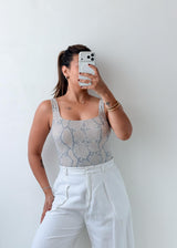 Size XS-S Grey Snake Print Bodysuit