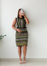 Size S-M Black Geometric Printed Mini Dress